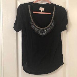 Black tee with embellishment